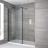 Walk-In Dusche mit Seitenpaneel,  Schwarz,  für Nische – inkl. weißer Duschwanne – Größe wählbar – Nox