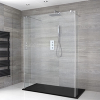 Walk-In Dusche mit Seitenpaneelen,  Chrom,  freistehend – inkl. 1000 x 800 Duschwanne mit Schiefer-Effekt in Anthrazit - Portland