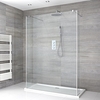 Walk-In Dusche mit Seitenpaneelen,  Chrom,  freistehend – inkl. weißer Duschwanne – Größe wählbar – Portland