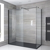 Walk-In Dusche,  Schwarz,  für Eckeinbau – inkl. Duschwanne mit Schiefer-Effekt (Finish wählbar) – Größe wählbar – Nox