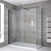 Walk-In Dusche,  Schwarz,  für Eckeinbau – inkl. weißer Duschwanne – Größe wählbar – Nox