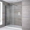 Walk-In Dusche,  Schwarz,  für Nische – inkl. weißer Duschwanne – Größe wählbar – Nox