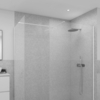 Walk-In Duschwand für Eckeinbau,  mit Duschwanne,  in Matt-Weiß Stein-Optik - von 120cm x 80cm - RAK Feeling x Hudson Reed
