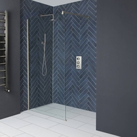 Walk-In Duschwand,  Höhe 195cm,  ohne Duschwanne - von 300mm Seitenpaneel und Farbe wählbar - Hudson Reed