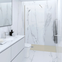 Walk-In Duschwand mit Duschtasse,  in Matt-Cappuccino Stein-Optik,  von 120cm x 80cm - RAK Feeling x Hudson Reed