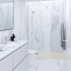 Walk-In Duschwand mit Duschtasse,  in Matt-Greige Stein-Optik – von 120cm x 80cm - RAK Feeling x Hudson Reed