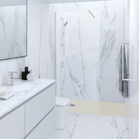 Walk-In Duschwand mit Duschtasse,  in Matt-Greige Stein-Optik – von 120cm x 80cm - RAK Feeling x Hudson Reed