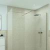 Walk-In Duschwand zum Eckeinbau,  in Matt-Cappuccino Stein-Optik,  mit Duschwanne – von 120cm x 80cm - RAK Feeling x Hudson Reed