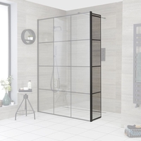 Walk-In Seitenpaneel 30cm mit Scharnier und Gittermuster in Schwarz - Barq Hudson Reed
