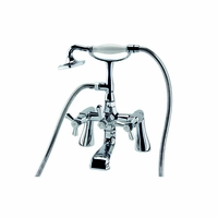 Wannenrandarmatur retro mit Kreuzgriffen & Handbrause Chrom – RAK Washington x Hudson Reed