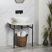 Waschtisch mit Gestell in Schwarz & ovalem Waschbecken 52cm,  weiße Ablage - Nitido Hudson Reed