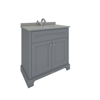 Waschtisch mit Unterschrank & Waschbecken,  Ablage Grau,  800mm,  Farbe & Hahnlöcher wählbar – RAK Washington x Hudson Reed
