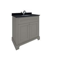 Waschtisch mit Unterschrank & Waschbecken,  Ablage Schwarz,  800mm,  Farbe & Hahnlöcher wählbar,  Retro – RAK Washington x Hudson Reed