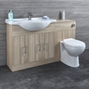 Waschtisch und Toiletten Set - Eiche 1340mm - ovale Toilette