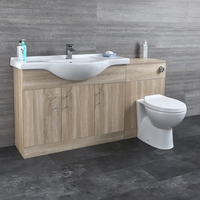 Waschtisch und Toiletten Set - Eiche 1440mm - ovale Toilette