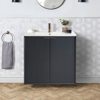 Waschtischunterschrank hängend mit Waschbecken Anthrazit 81cm,  Griffe wählbar in Gold,  Chrom,  Kupfer & Schwarz - Edge Hudson Reed