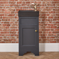 Waschtischunterschrank in Grauschwarz,  mit schwarzem Waschbecken,  40cm – Farbe der Griffe wählbar – Thornton Hudson Reed