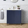 Waschtischunterschrank in Navy Blau,  mit Waschbecken 81cm - Farbe und Design der Griffe wählbar - Edge Hudson Reed