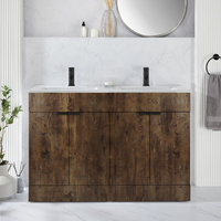 Waschtischunterschrank mit Doppelwaschbecken 1210mm dunkle Eiche - inkl. Fingergriffe für Möbel in Schwarz – Cluo