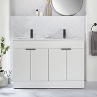 Waschtischunterschrank mit Doppelwaschbecken 1210mm Weiß - inkl. Fingergriffe für Möbel in Schwarz – Cluo