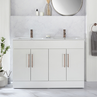 Waschtischunterschrank mit Doppelwaschbecken 1210mm Weiß - inkl. modernen Möbelgriffen in gebürsteter Bronze – Cluo