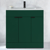 Waschtischunterschrank mit Waschbecken - 80 cm - Dunkelgrün - mit Griffleiste für Möbel in Schwarz - Cluo