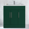 Waschtischunterschrank mit Waschbecken - 80 cm - Dunkelgrün - mit Möbelgriffen in Chrom - Cluo