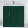Waschtischunterschrank mit Waschbecken - 80 cm - Dunkelgrün - mit Möbelgriffen in gebürstetem Gold - Cluo