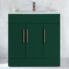 Waschtischunterschrank mit Waschbecken - 80 cm - Dunkelgrün - mit Möbelgriffen in Kupfer - Cluo