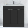 Waschtischunterschrank mit Waschbecken - 80 cm - Schwarzgrau - mit Griffleiste für Möbel in Chrom - Cluo