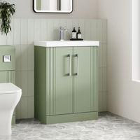 Waschtischunterschrank mit Waschbecken 600mm,  freistehend,  geriffelte Front,  Farbe wählbar - Hudson Reed