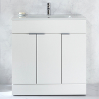 Waschtischunterschrank mit Waschbecken 800mm Weiß - inkl. Fingergriffe für Möbel in Chrom – Cluo