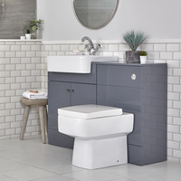 Waschtischunterschrank mit Waschbecken und integrierter Toilette,  Grau,  1170mm - Atticus