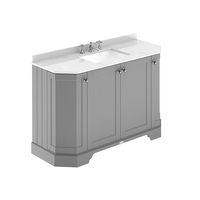 Waschtischunterschrank mit weißer Marmorplatte 122cm,  Waschbecken und Farbe wählbar - Old London Hudson Reed