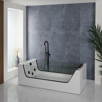 Whirlpool-Badewanne 180cm x 80cm,  mit einer Rückenschräge,  Schwarz - Breeze Hudson Reed