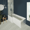Whirlpool-Badewanne linksbündig mit Aufsatz - 1500mm x 850mm,  Vorderschürze inkl. 6 Wasserdüsen & Aufsatz - Sandford Hudson Reed