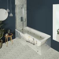 Whirlpool-Badewanne mit Aufsatz in Chrom - 1700mm x 850mm,  linksbündig – inkl. 14 Wasserdüsen und Luftdüsen – Sandford