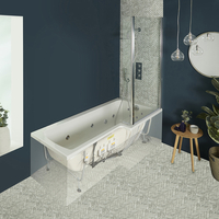 Whirlpool-Badewanne mit Aufsatz in Chrom - 1700mm x 850mm,  rechtsbündig – inkl. 14 Wasserdüsen - Sandford