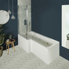 Whirlpool-Badewanne mit Aufsatz in Chrom - Größe,  Schürze und Massagedüsen wählbar – Sandford Hudson Reed