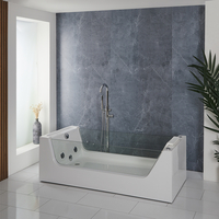 Whirlpool-Badewanne mit einer Rückenschräge,  180cm x 80cm,  Chrom - Breeze Hudson Reed