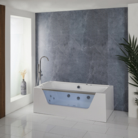 Whirlpool-Badewanne mit zwei Rückenschrägen,  170cm x 80cm,  Chrom - Breeze Hudson Reed
