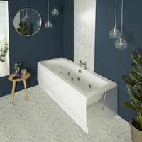 Whirlpool-Badewanne mit zwei Rückenschrägen,  1800mm x 800mm,  mit Vorderschürze,  Mittelablauf – inkl. 14 Wasserdüsen und Luftdüsen – Sandford