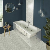 Whirlpool-Badewanne mit zwei Rückenschrägen,  1800mm x 800mm,  Mittelablauf – inkl. 14 Wasserdüsen und Luftdüsen – Otterton