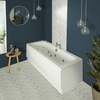 Whirlpool-Badewanne mit zwei Rückenschrägen,  Mittelablauf – Größe,  Schürze und Massagedüsen wählbar – Halwell Hudson Reed