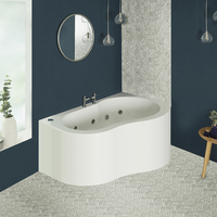 Whirlpool-Eckbadewanne,  150 x 100 cm,  rechtsbündig,  mit Schürze,  Weiß – inkl. 6 Wasserdüsen – Ashbury von Hudson Reed