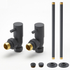 Winkelventilset für Heizkörper,  mit Rohrstücke für 15mm Kupferrohre,  in Anthrazit - Hudson Reed