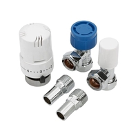 Winkelventilset mit Thermostat,  Weiß,  für 15mm Kupferrohr
