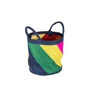 Aufbewahrungskorb Henkel,  Ø 31 cm,  schwarz / bunt