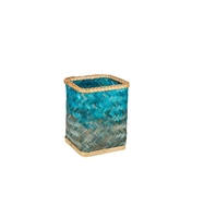 Bambuskorb rechteckig S türkis / schwarz