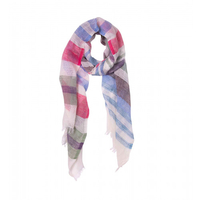 BW / Leinen Schal Streifen rot / blau